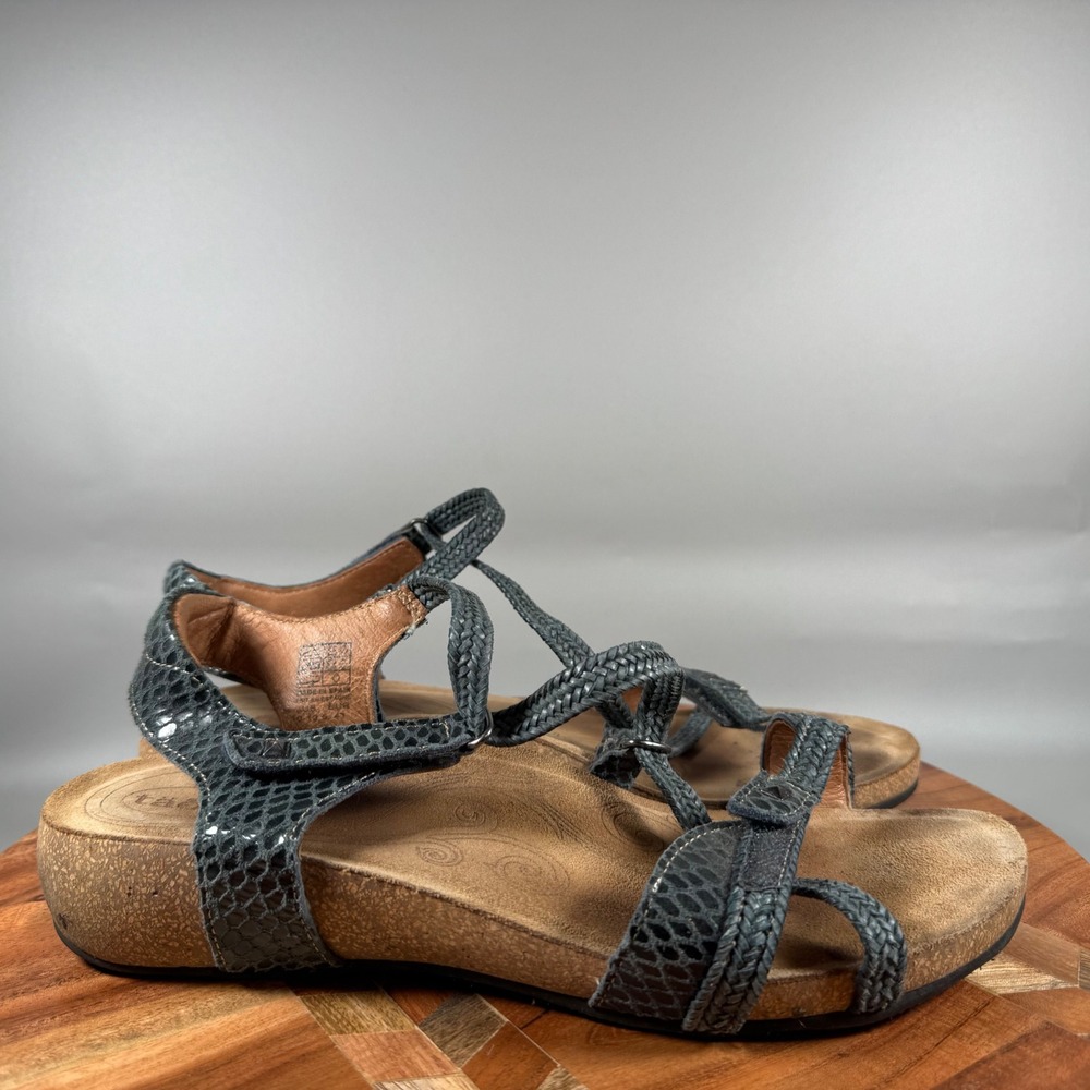 Taos Trulie Womens Blue Snake Print Leather Strappy‎ Wedge Sandals Size 10-10.5